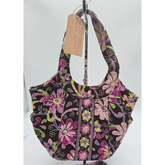 Vera Bradley Quilted Floral Multicolor Shoulder Handbag Large Size Cotton Fabric - Picture 1 of 4